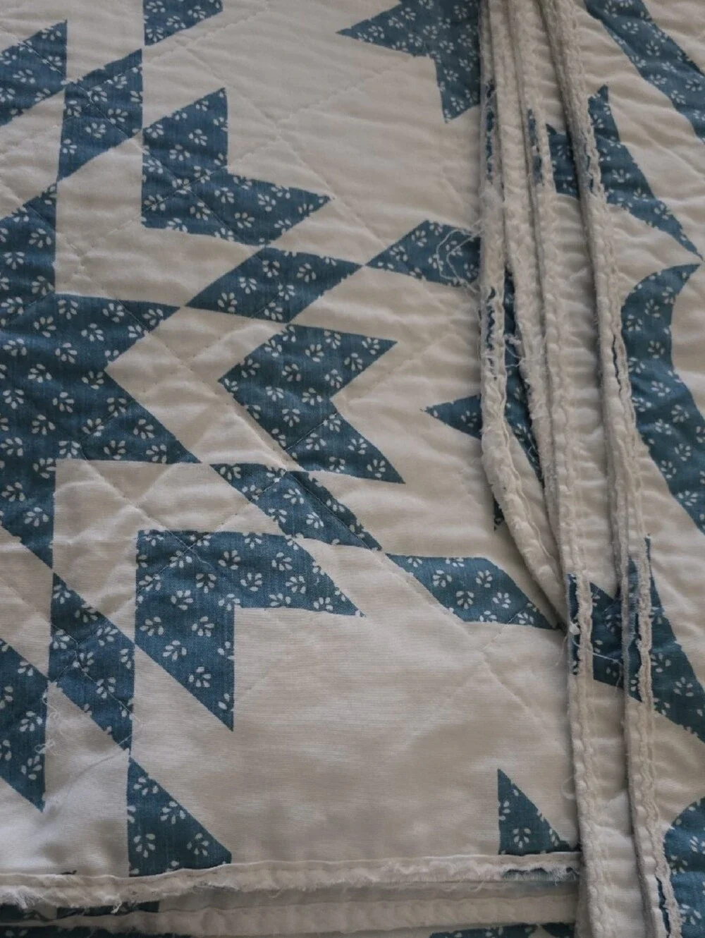 Classic Blue and White Quilted Bedspread